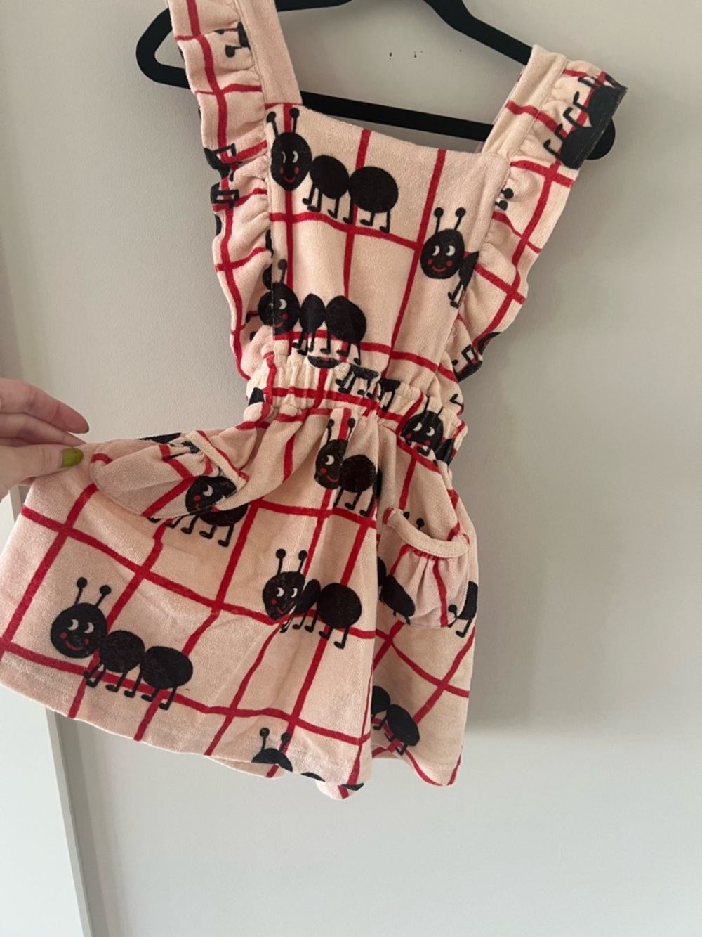 HUGO LOVES TIKI Terry Cloth Dress - Pink Grid Ants - Picture 2 of 5